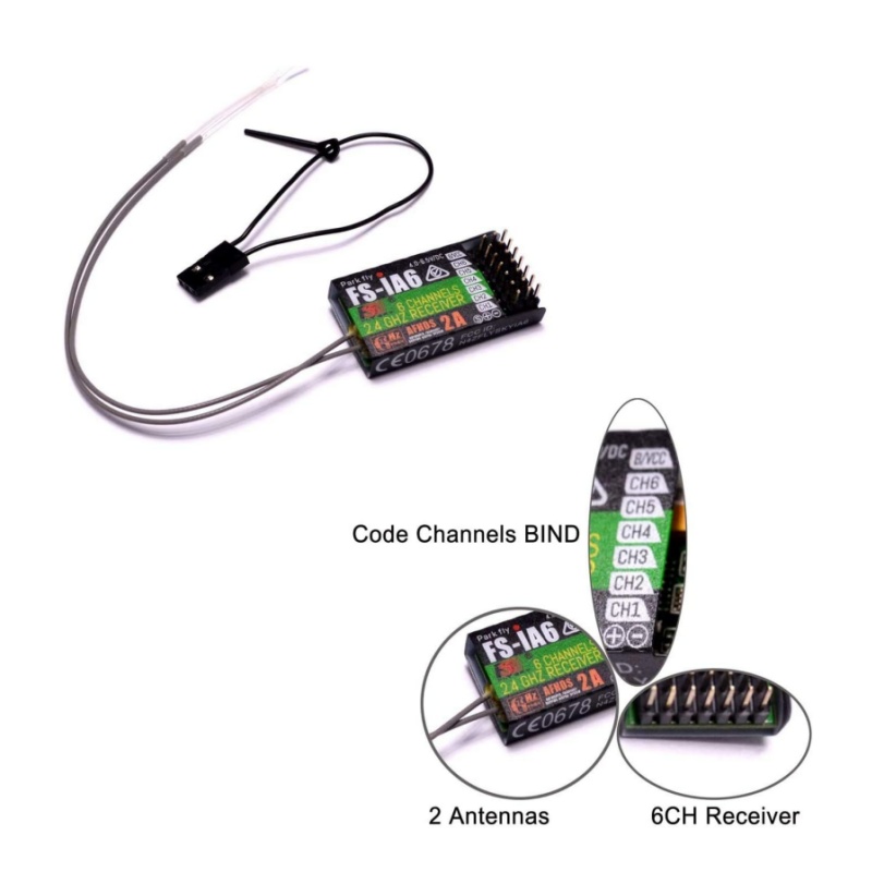 Drone Antenna - ฟลายสกาย FS-IA6 ตัวรับสัญญาณ 6CH เสาอากาศคู่ iBus
