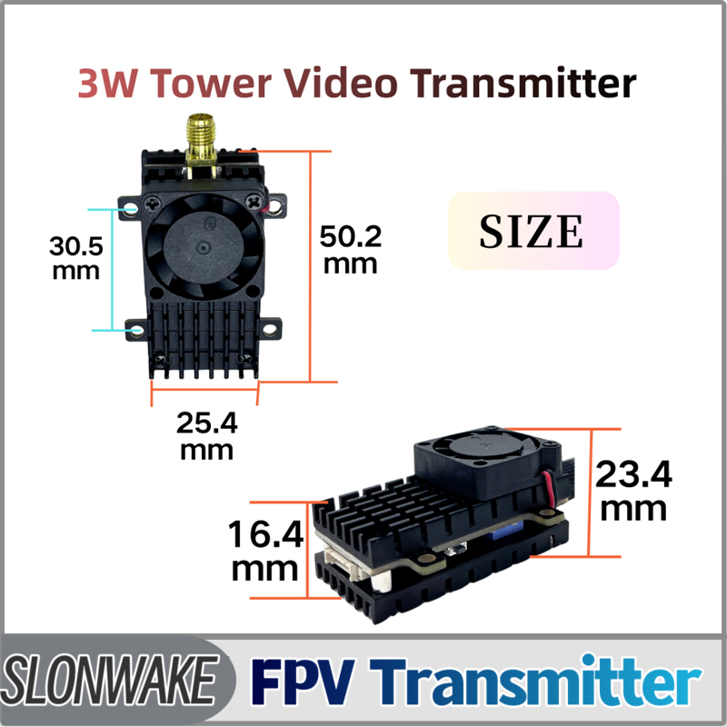 Drone Transmitter - โมดูลส่งสัญญาณวิดีโอ SLONWAKE 5.8G 3000mW แบบจำลอง VTX